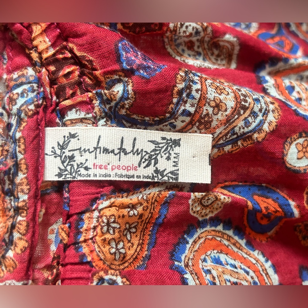 Free People Red Paisley Off-Shoulder Bodysuit - Picture 9 of 9